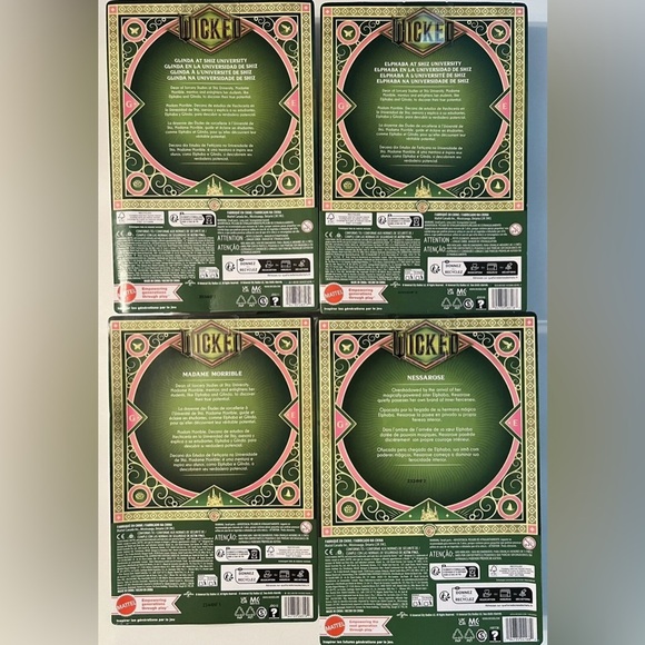 New Mattel Wicked Set Of Four (4) Dolls from Shiz University:elphaba, Glinda& - Picture 2 of 6